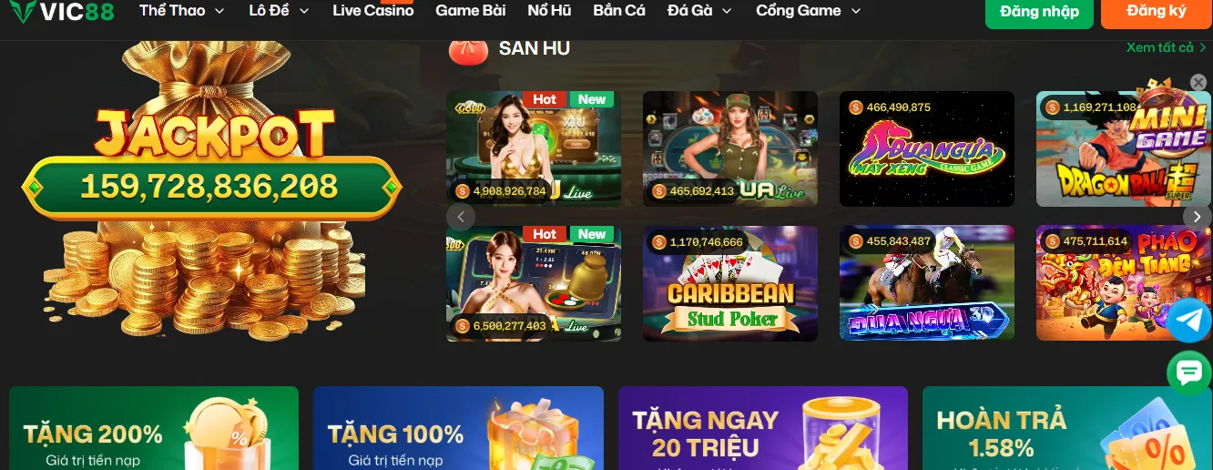 Vic88 – Điểm đến uy tín cho dân cá cược thể thao Việt Nam 4 Siêu hũ - siêu khuyến mãi tại Vic88